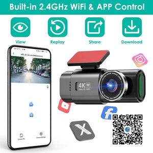 1Pc 4K 1080P Car Dash Cam 2.4GHz WiFi Car Camera Mini Driving Recorder With 140 Degree Wide Angle APP Control Night Vision G-sensor Loop Recording Park it