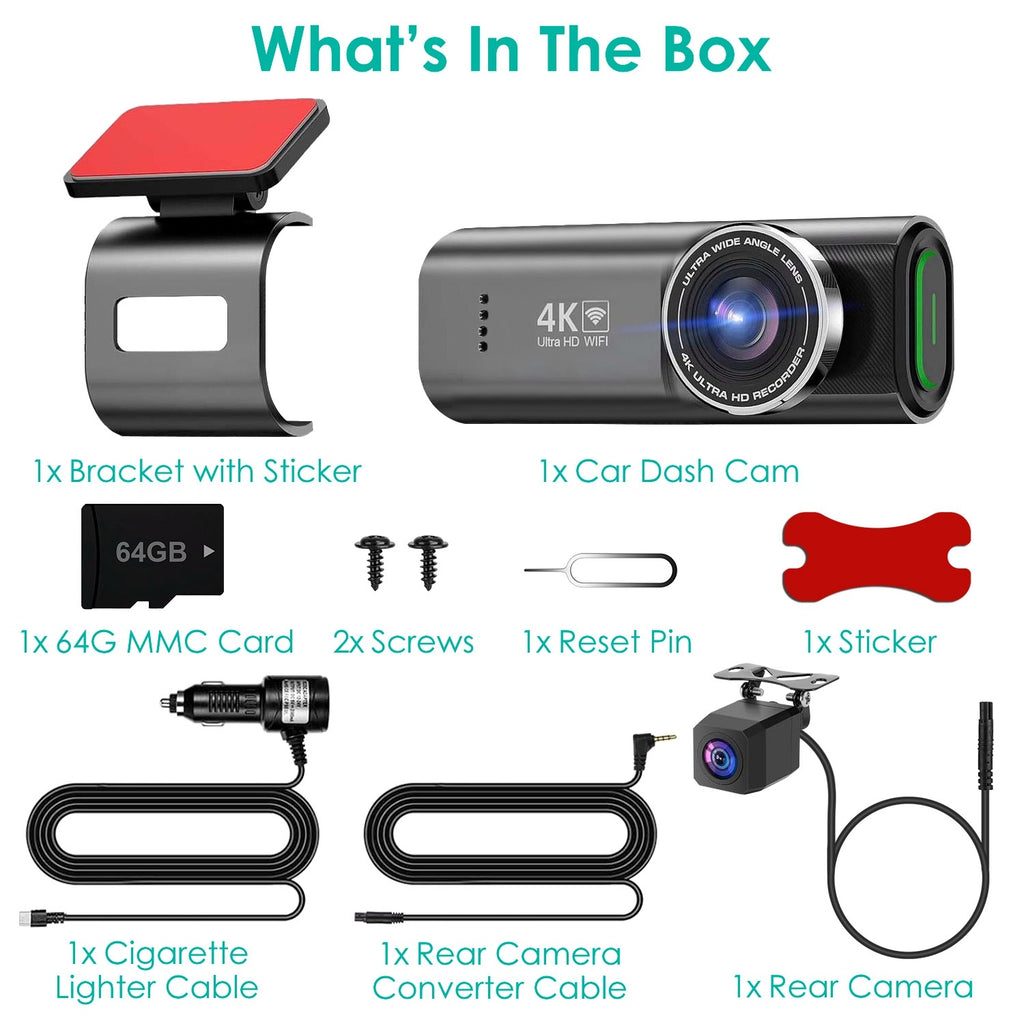 1Pc 4K 1080P Car Dash Cam 2.4GHz WiFi Car Camera Mini Driving Recorder With 140 Degree Wide Angle APP Control Night Vision G-sensor Loop Recording